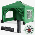 Tonnelle Pliante de Jardin 3x3m VOUNOT avec Parois Imperméables Anti-UV, Hauteur Réglable et Sac de Transport – Verte