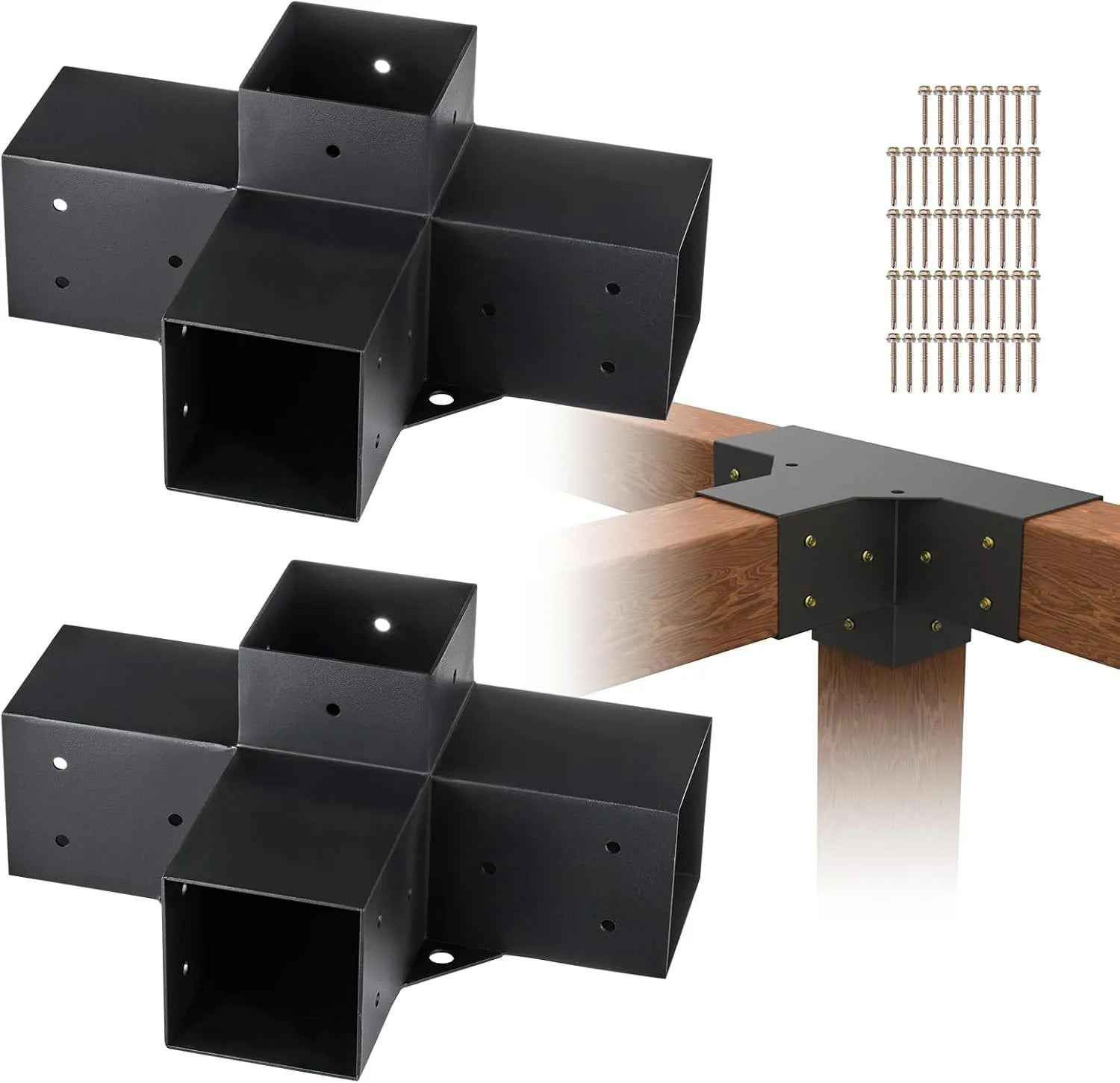 Ensemble de Supports pour Pergola en Bois 10x10 cm - Base Renforcée à 4 Voies pour Tonnelles et Cabanes