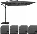 Parasol déporté 3x3m en acier gris avec 4 dalles à remplir