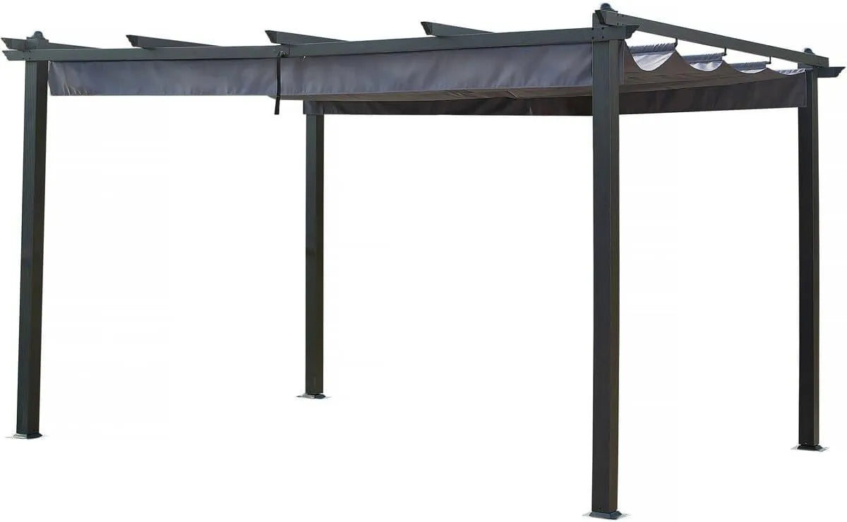 Tonnelle en Aluminium avec Auvent Rétractable 3x4m - Gris Anthracite