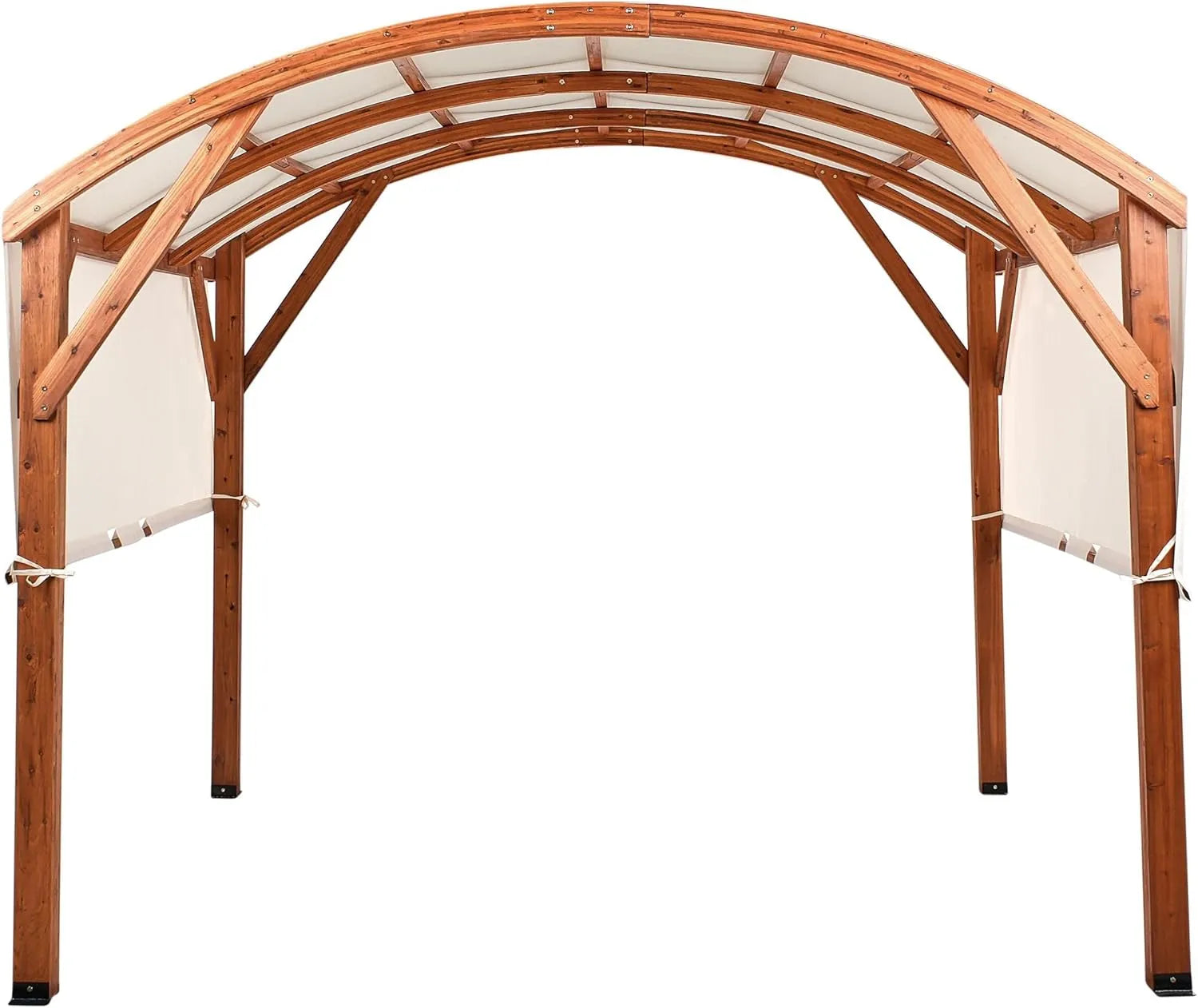 Pergola de Jardin Moderne en Bois avec Toile Écrue 303 x 300 cm - Modèle Scopello