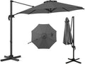 Parasol Déporté 3M Professionnel - Anti-UV, Pivotant 360°, Inclinable - Poteau Aluminium pour Jardin, Terrasse, Balcon (Gris)