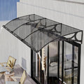Marquise de porte en aluminium et polycarbonate anti-UV 60x140 cm - Protection pluie et soleil - Gris fumé
