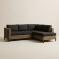 Canapé d'angle en résine avec coussins en polyester Gris et Marron