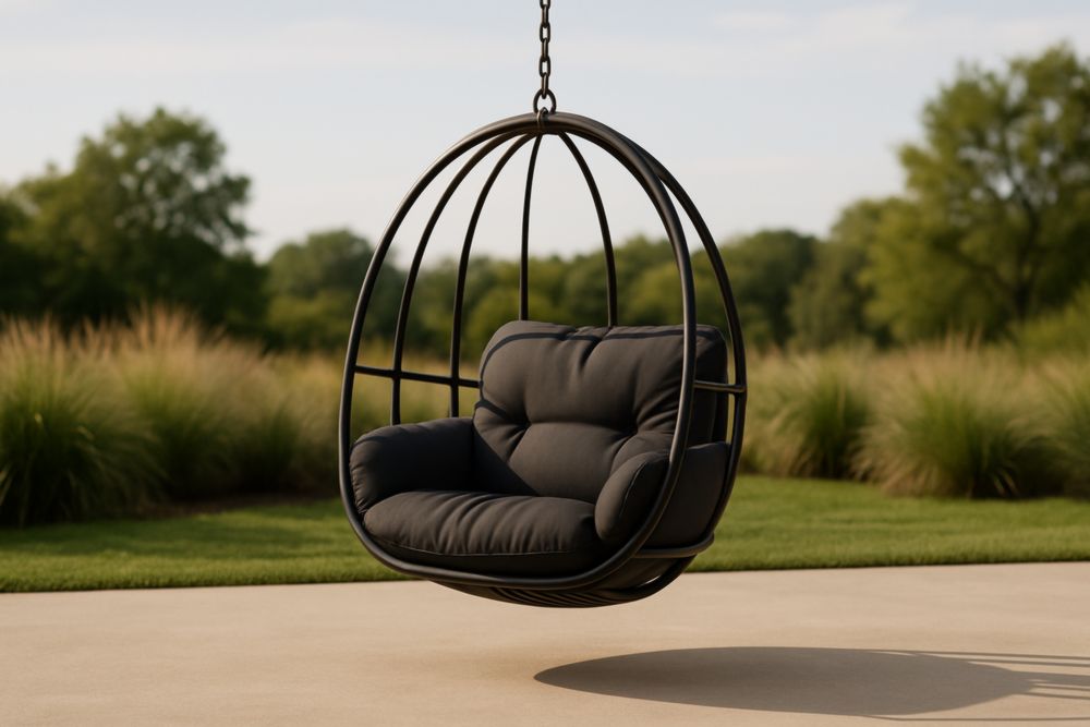Chaise Suspendue Métal Coussin Polyester Noir