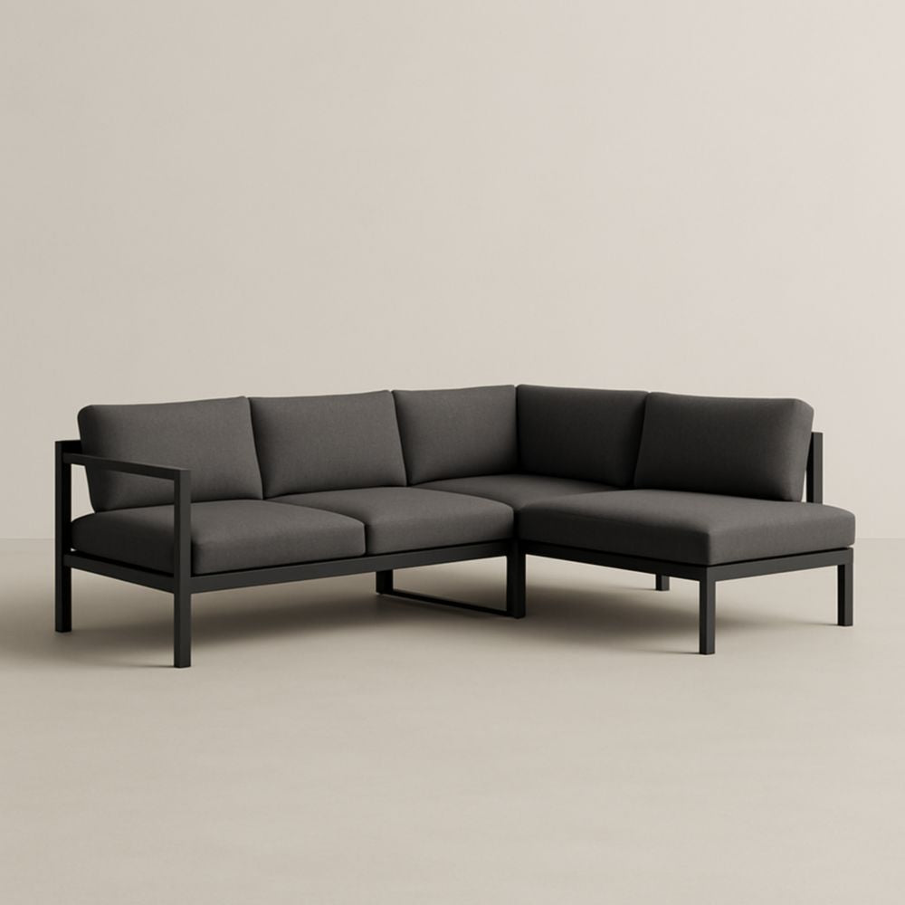 Canapé d'angle extérieur aluminium et polyester Gris 210x210 cm