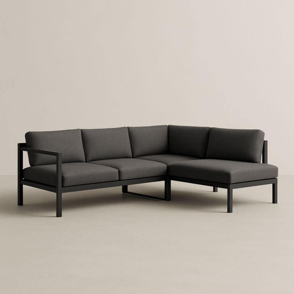 Canapé d'Angle Extérieur Aluminium et Polyester 210x210 cm Gris