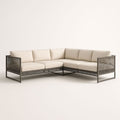 Canapé d'Angle XL Métal et Tissu Beige 250x250x85 cm, Jardin