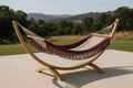 Hamac Suspendu Structure Bois avec Tissu Coton Rouge et Beige